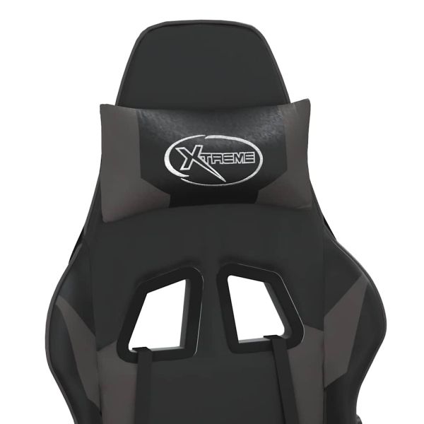 Масажен гейминг стол с подложка черно и cиво изкуствена кожа