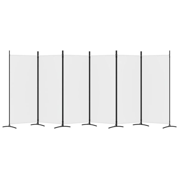 Параван за стая, бял, 6 панела, 520x180 см, плат
