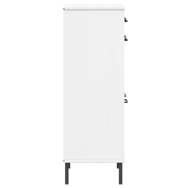 Етажерка за обувки с метални крака бяла бор масив OSLO