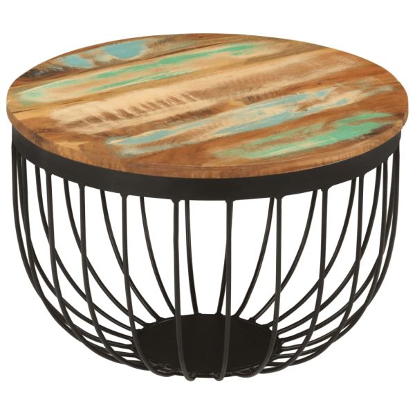 Маса за кафе Ø50x35 см масивно регенерирано дърво и стомана