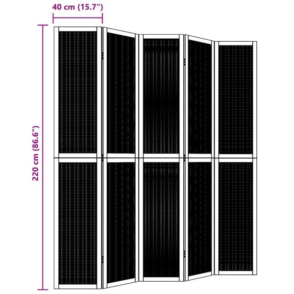 Разделител за стая, 5 панела, кафяв, дърво пауловния масив