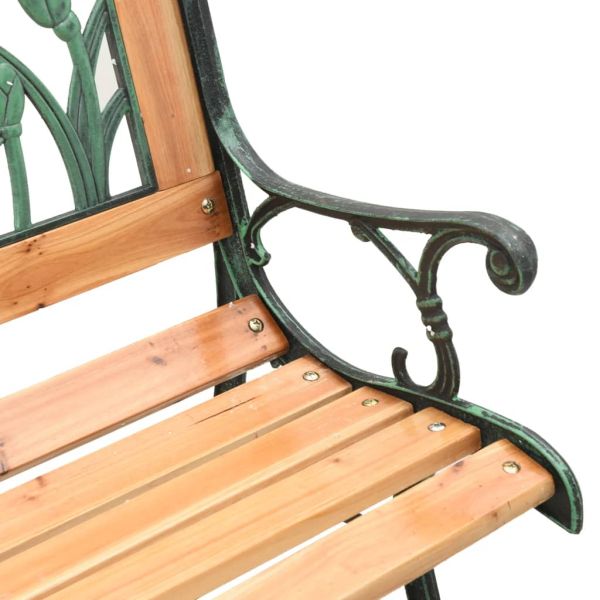 Градинска пейка, 116 см, масивна ела и стомана