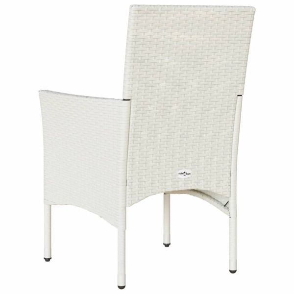 Градински столове с възглавници, 2 бр, полиратан, бели