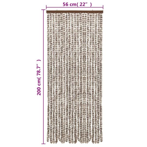 Ресни за врата против мухи, таупе и бяло, 56x200 см, шенил