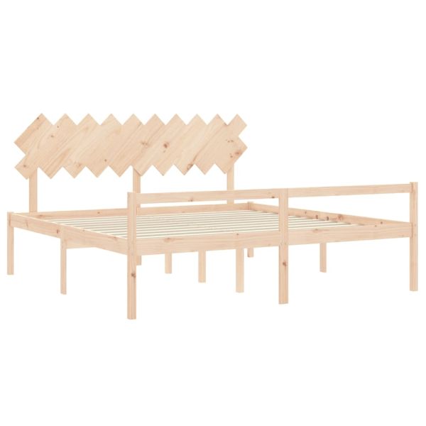 Легло за възрастни с табла, 200x200 см, масивно дърво