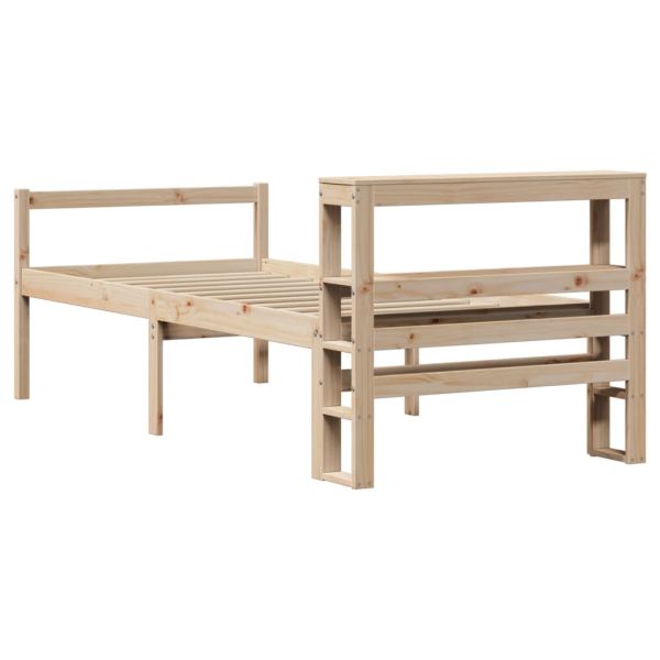 Легло за възрастни с табла, 75x190 см, борово дърво масив