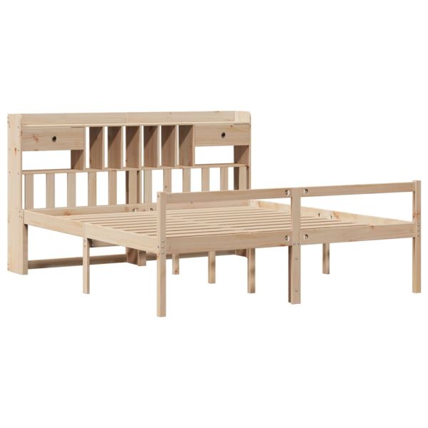 Легло с етажерка за книги, без матрак, 180x200 см, бор масив