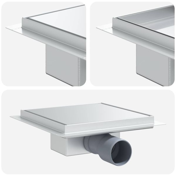 2 в 1 дренаж за душ Сребрист 20 x 20 cm Неръждаема стомана 304