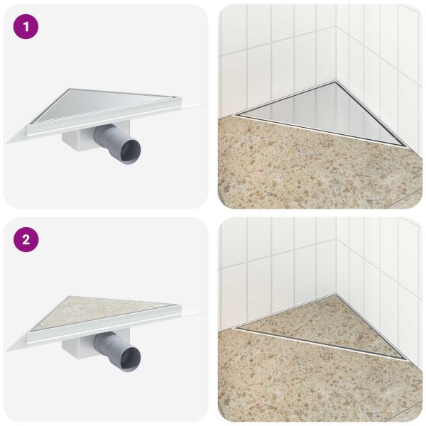 2 в 1 триъгълна душ дренаж Сребрист 25 x 25 cm