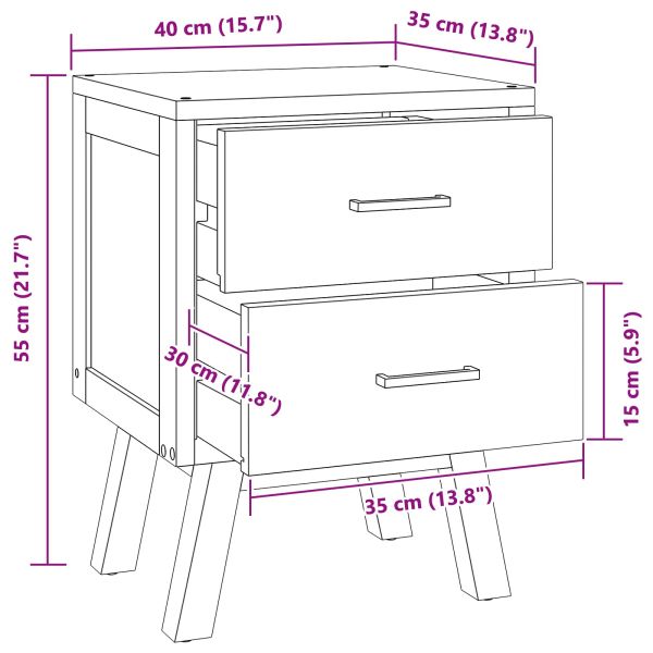 Нощно шкафче Кафяво 40 x 35 x 55 см Солидно тиково дърво