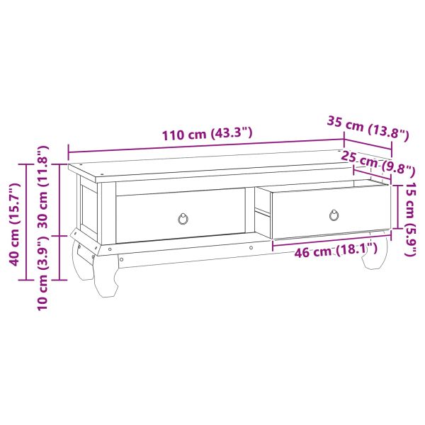 ТВ стойка Кафяво 110 x 35 x 40 см Солидно тиково дърво
