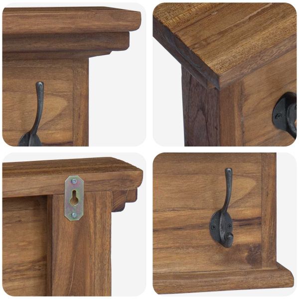 Стенна закачалка за палта Естествен 70 x 10 x 20 cm