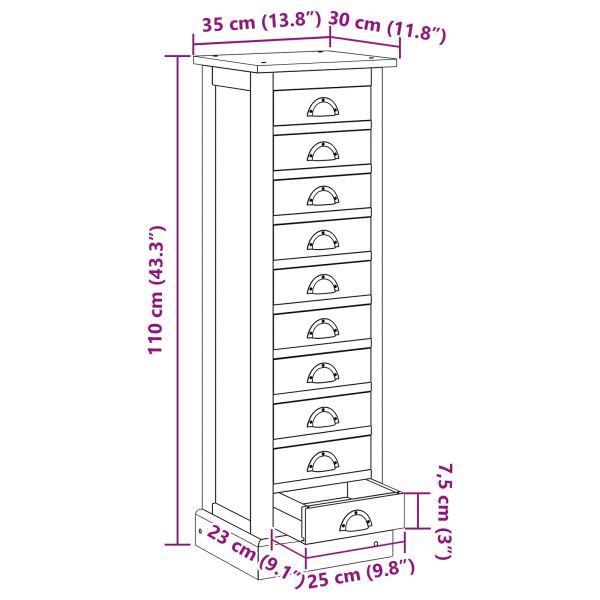 Плика с чекмедже Кафяво 35,5 х 30 х 100 см Солидно тиково дърво
