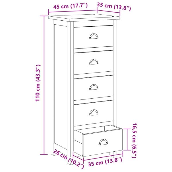 Плика с чекмедже Кафяво 45 x 35 x 110 см Солидно тиково дърво