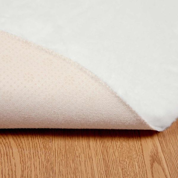 Килим с изкуствена заешка козина Olite Бяло Ø 80 см Полиестер