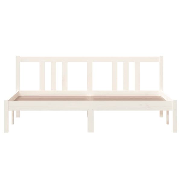 Рамка за легло, бяла, дърво масив, 160х200 см