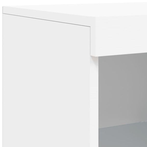 Сайдборд с LED светлини, бял, 181,5x37x100 см