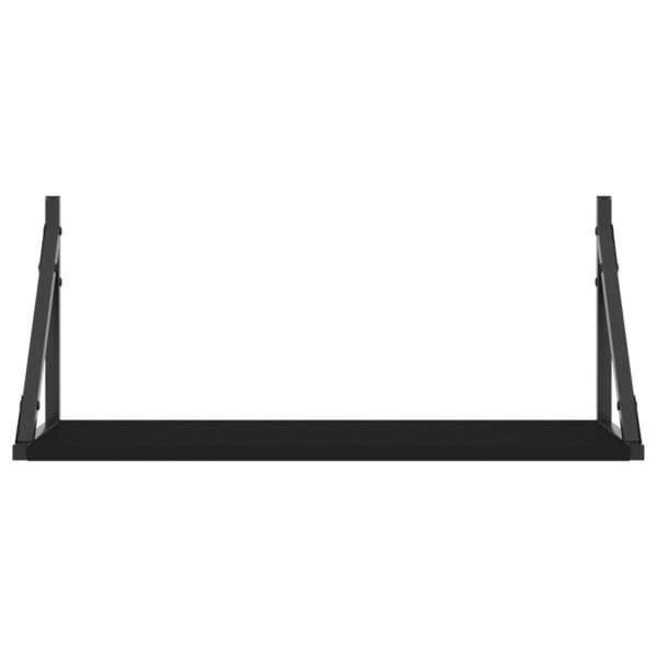 Стенни рафтове, 2 бр, черни, 60x25x25,5 см, инженерно дърво