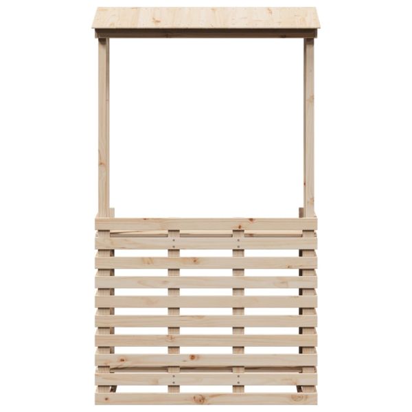 Външна бар маса с покрив 112,5x57x195,5 см масивно дърво