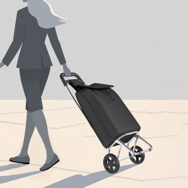 Пазарски тролей Черно 35 x 28 x 92 см Оксфордска тъкан