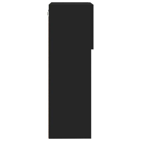 ТВ шкаф с LED осветление, черен, 40,5x30x90 см