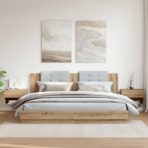 Нощни шкафчета за стенен монтаж, 2 бр, дъб артизан