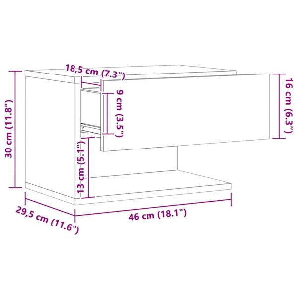 Нощни шкафчета за стенен монтаж, 2 бр, дъб артизан