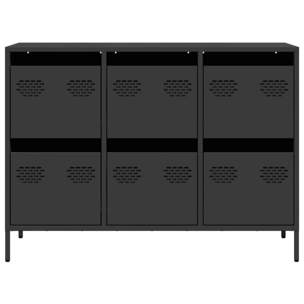 Бюфет, черен, 101,5x39x73,5 см, студеновалцувана стомана