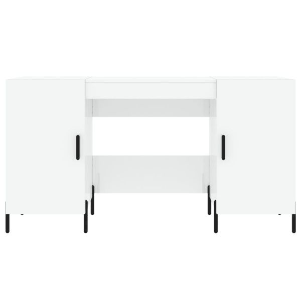 Бюро, бял гланц, 140x50x75 см, инженерно дърво