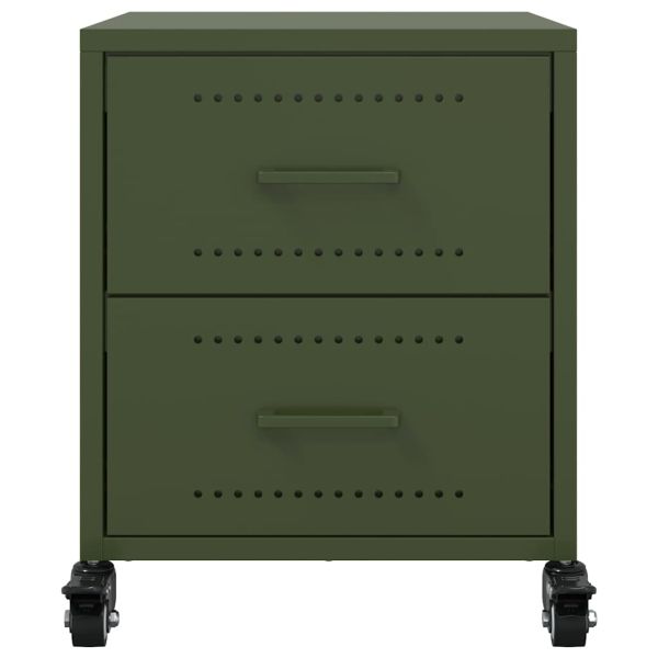 Нощно шкафче, маслиненозелено, 36x39x43,5 см, стомана