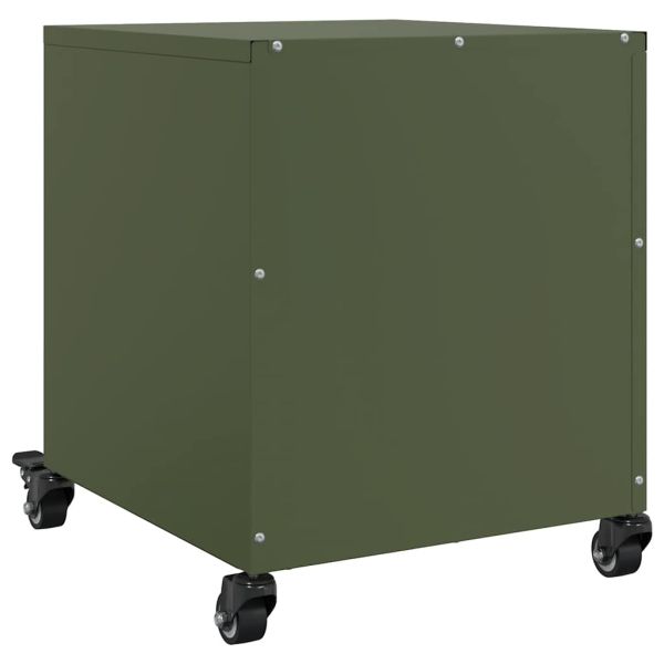 Нощно шкафче, маслиненозелено, 36x39x43,5 см, стомана