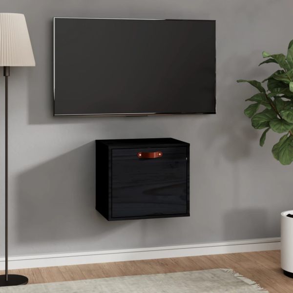Стенен шкаф, черен, 40x30x35 см, бор масив