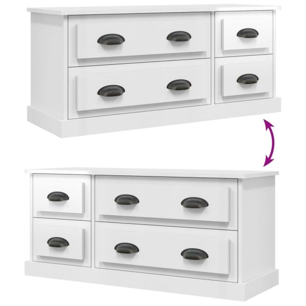 ТВ шкаф бял гланц 100x35,5x45 см инженерно дърво