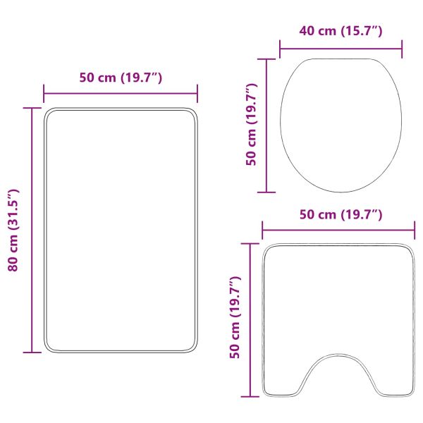 Комплект антислип килими за баня 3 pcs Крем ПП