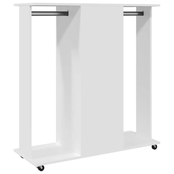 Гардероб с колелца, бял, 102x38x110 см, инженерно дърво