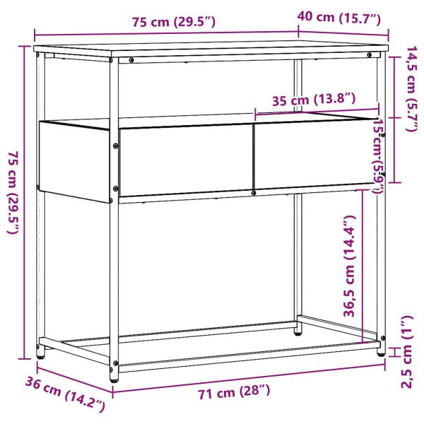 Конзолна маса с чекмедже Дъб 75 x 40 x 75 cm Инженерно дърво