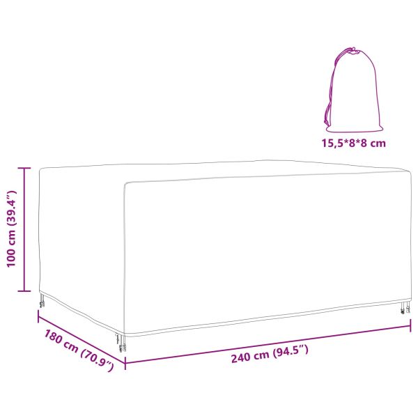 Покривало за градински мебели Черно 240 x 180 x 100 см 210D