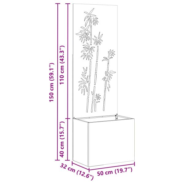 Градинска саксия с декоративна панел Маслиненозелен 50 x 140 cm