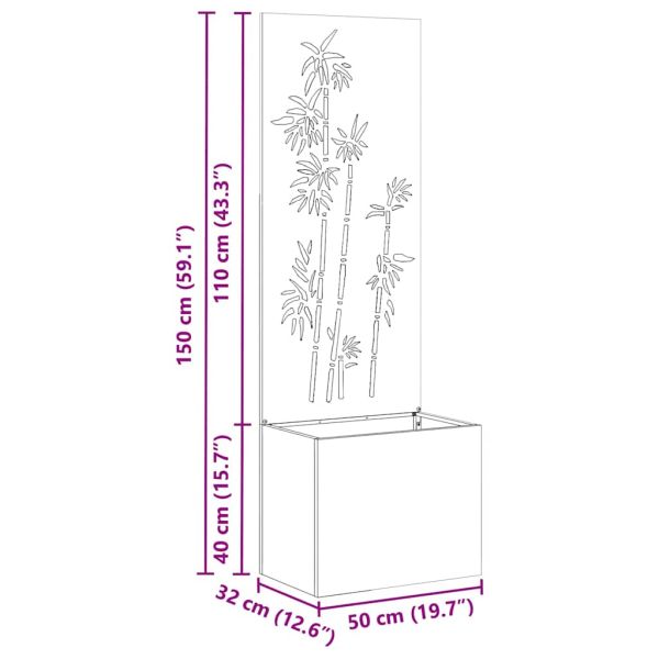 Градинска саксия с декоративна панел Маслиненозелен 50 x 140 cm