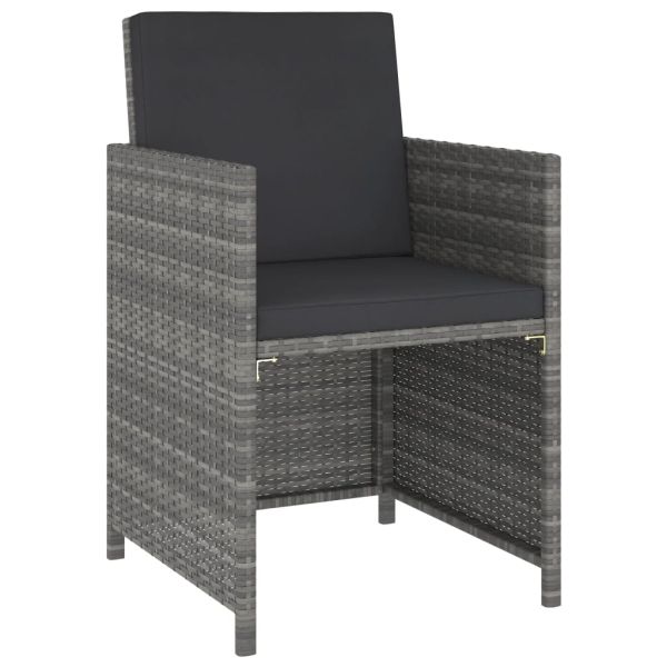 Градински комплект с възглавници, 6 части, полиратан, сив