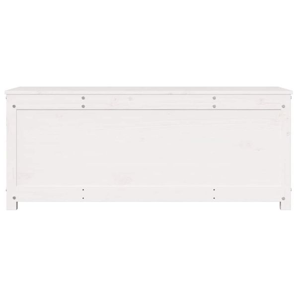 Кутия за съхранение, бяла, 110x50x45,5 см, борово дърво масив