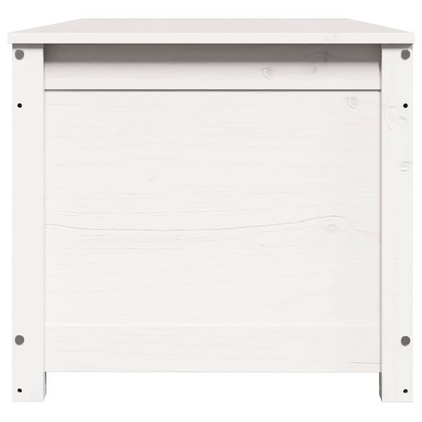 Кутия за съхранение, бяла, 110x50x45,5 см, борово дърво масив