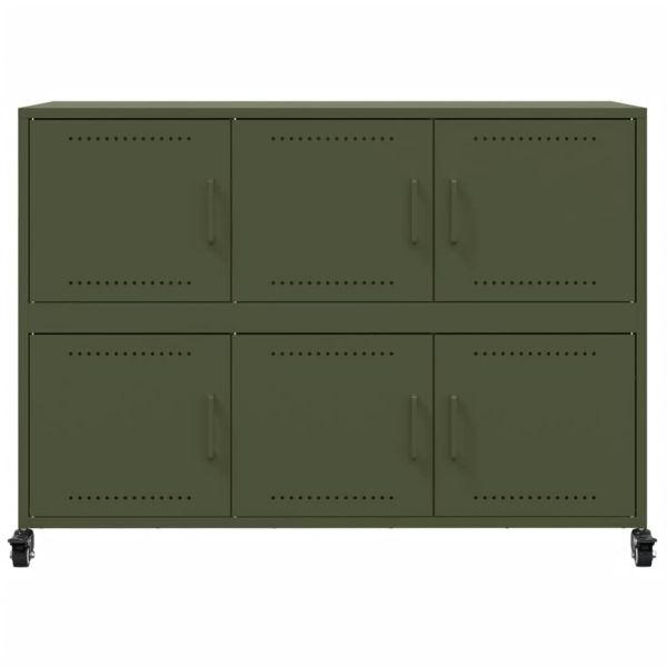 Бюфет, маслиненозелен, 100,5x39x72 см, стомана