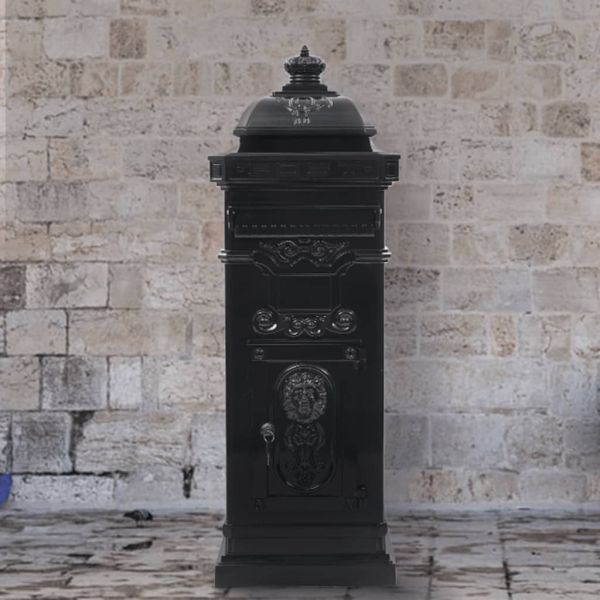 Алуминиева пощенска кутия стълб винтидж стил неръждаема черна