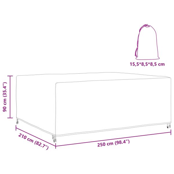 Покривало за градински мебели Черно 250 x 210 x 90 cm 210D