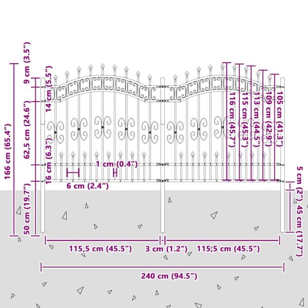 Градска ограда Бяло 165 cm Прахово покритие стомана