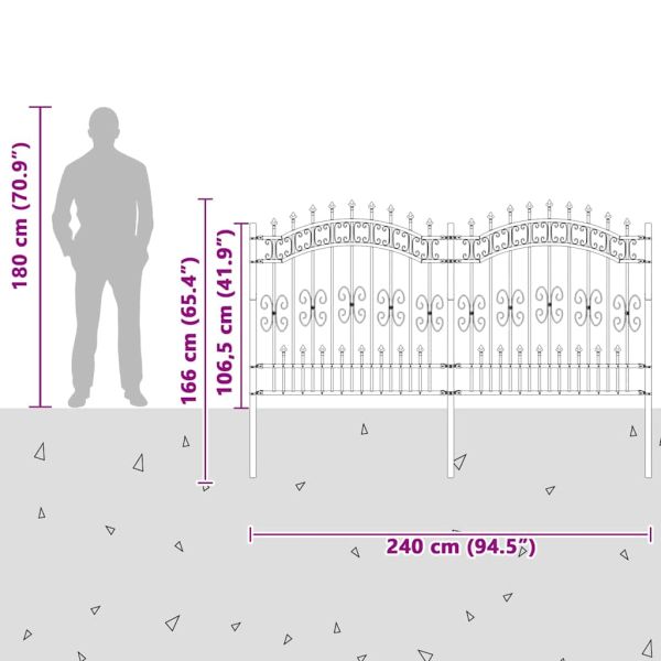 Градска ограда Бяло 165 cm Прахово покритие стомана