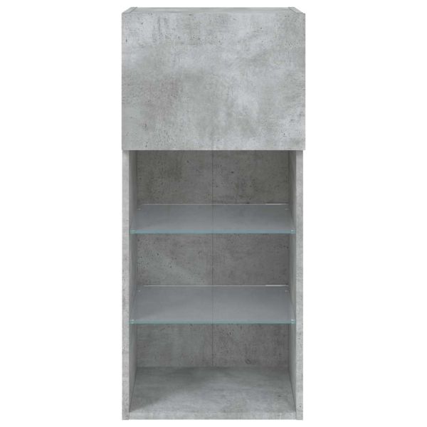 ТВ шкафове с LED осветление 2 бр бетонно сиви 40,5x30x90 см