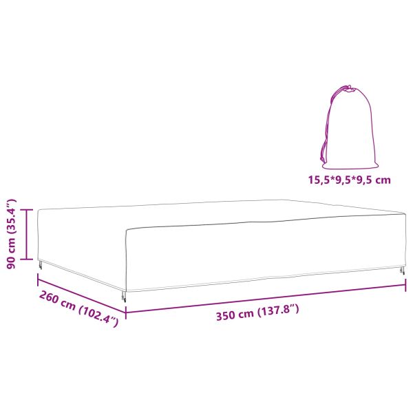 Покривало за градински мебели Черно 350 x 260 x 90 cm 210D
