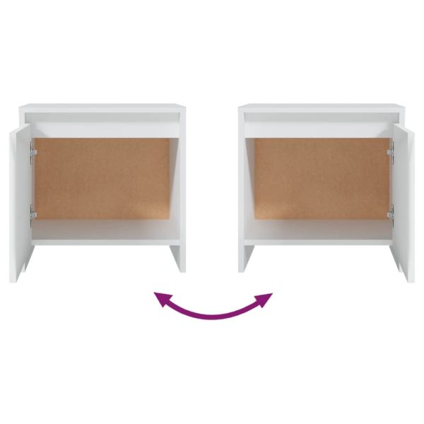 Нощни шкафчета, 2 бр, бели, 45x34x44,5 см, инженерно дърво